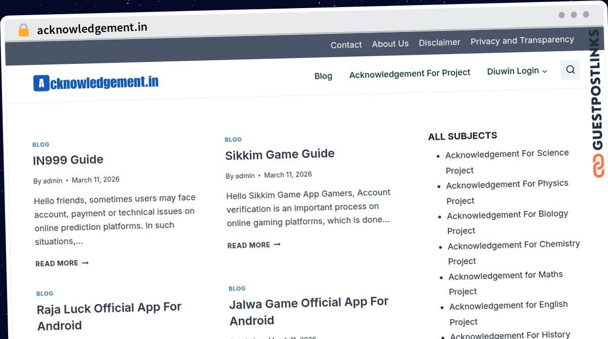 Publish Guest Post on acknowledgement.in