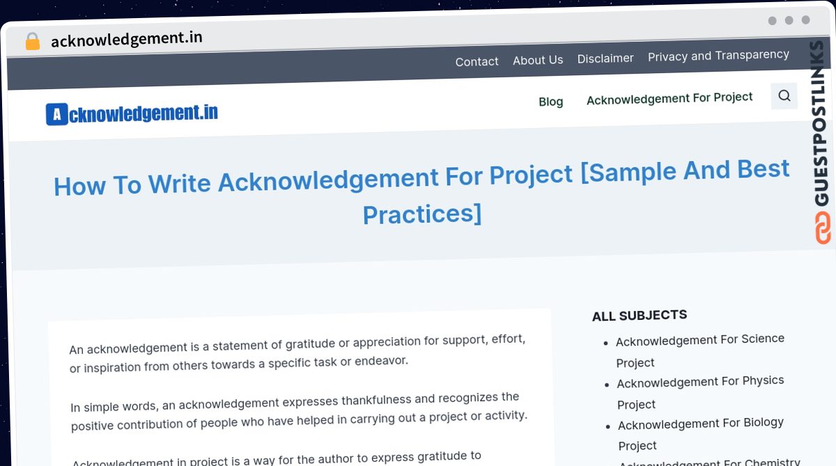 Publish Guest Post on acknowledgement.in