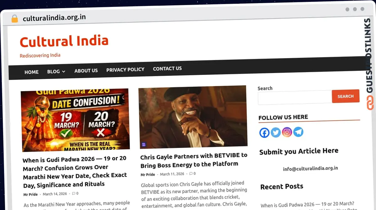 Publish Guest Post on culturalindia.org.in