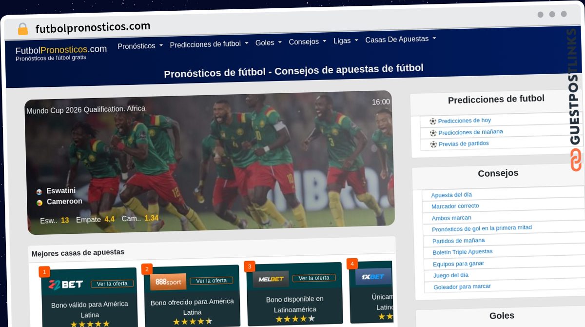 Publish Guest Post on futbolpronosticos.com