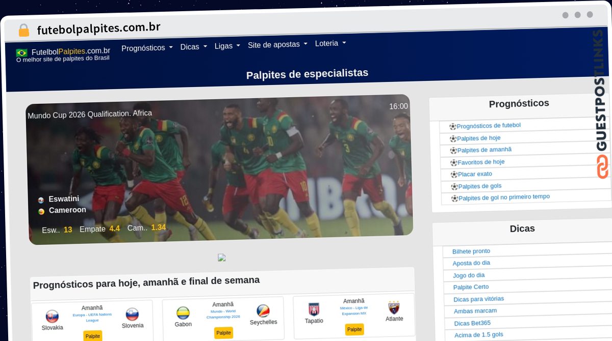 Publish Guest Post on futebolpalpites.com.br