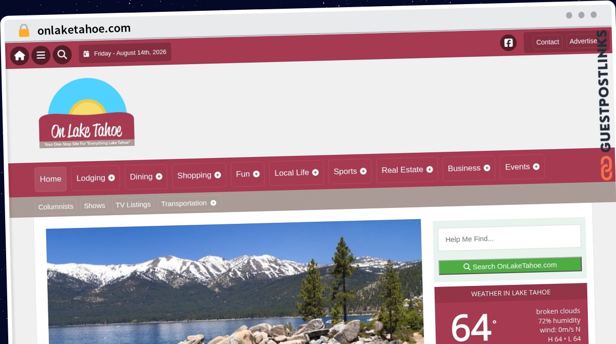 Publish Guest Post on onlaketahoe.com