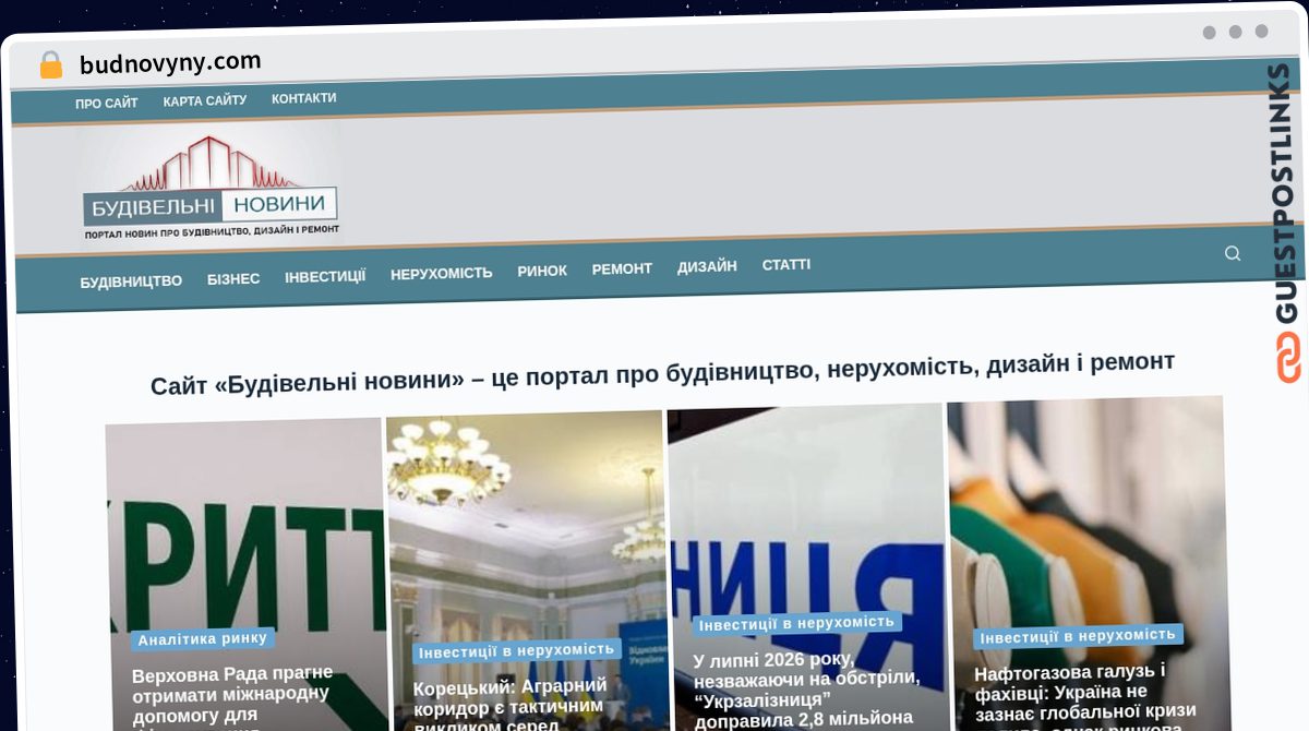 Publish Guest Post on budnovyny.com