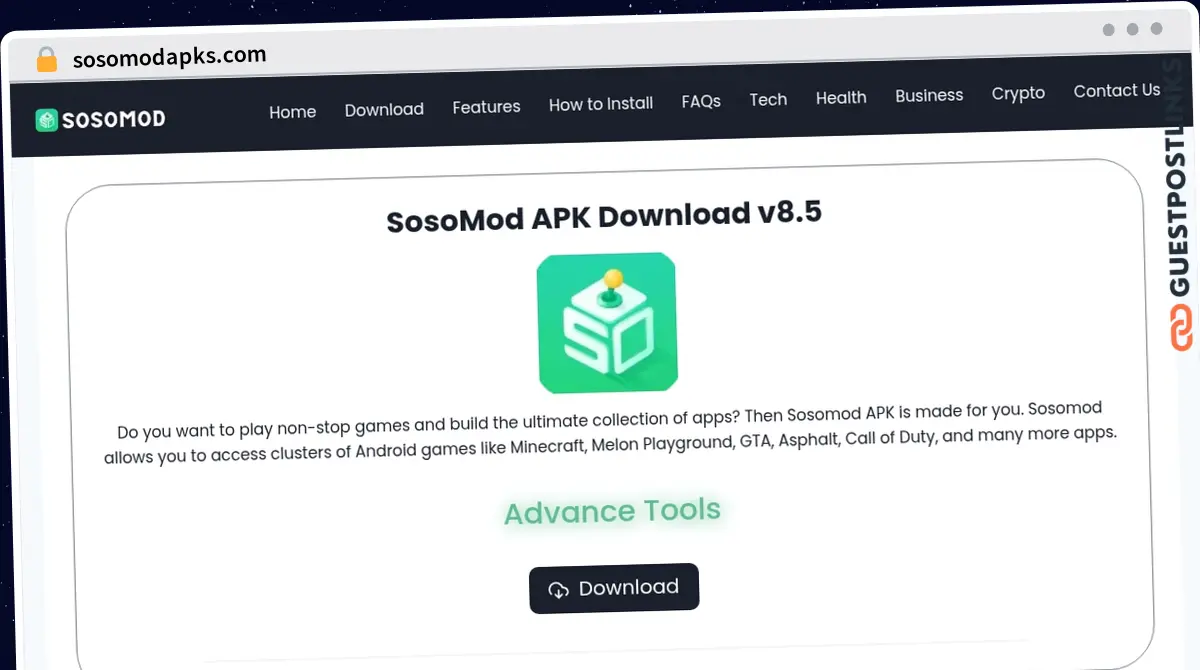 Publish Guest Post on sosomodapks.com