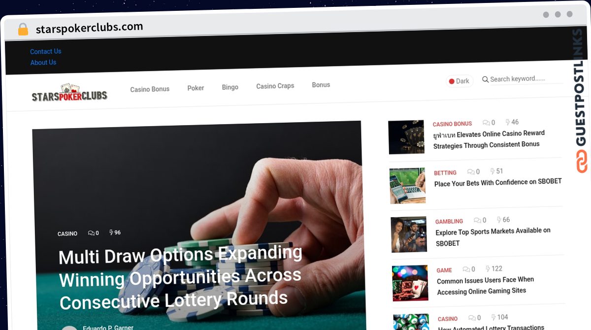 Publish Guest Post on starspokerclubs.com