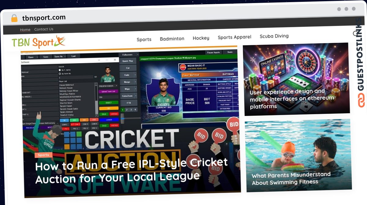 Publish Guest Post on tbnsport.com