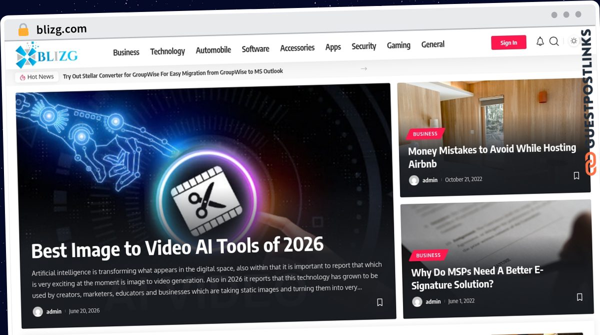 Publish Guest Post on blizg.com