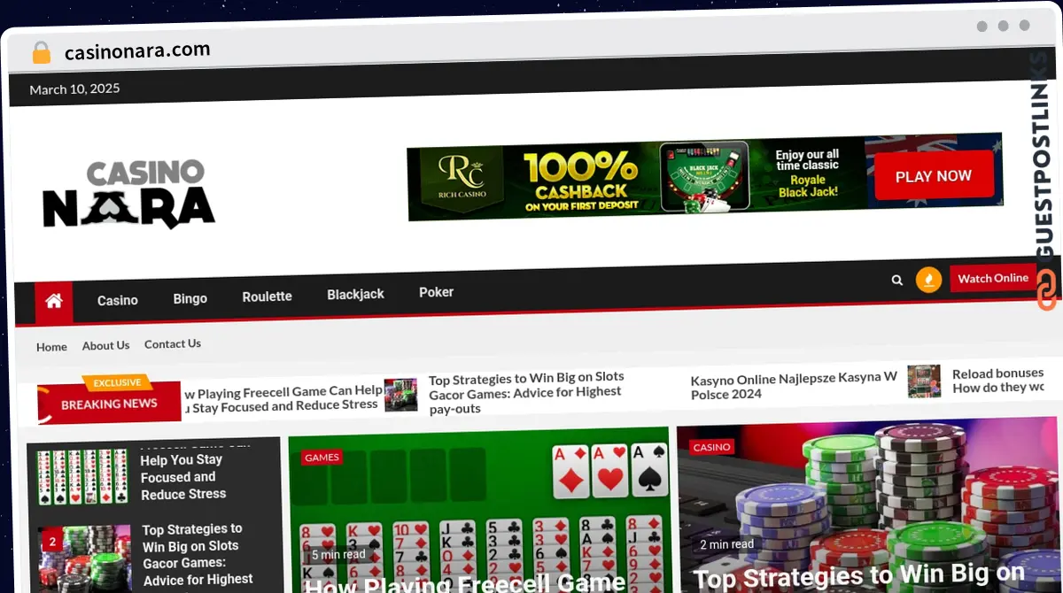 Publish Guest Post on casinonara.com