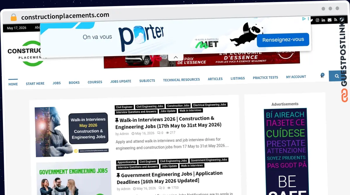 Publish Guest Post on constructionplacements.com