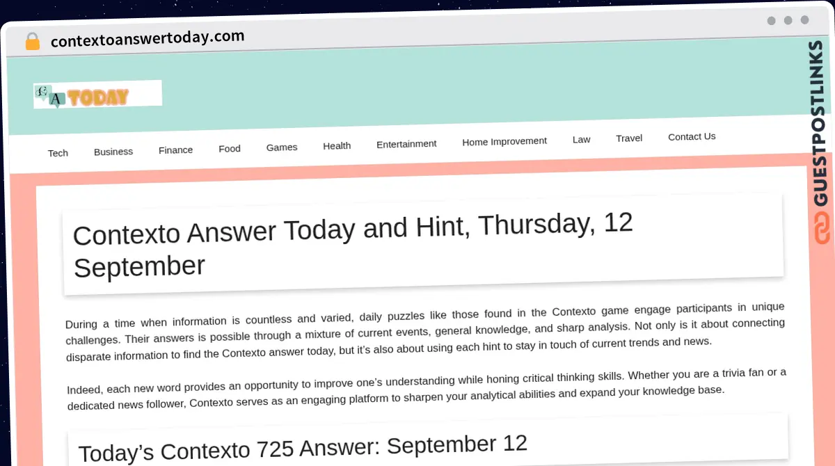 Publish Guest Post on contextoanswertoday.com