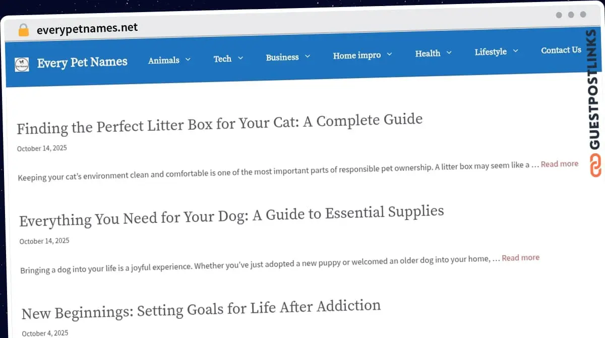 Publish Guest Post on everypetnames.net