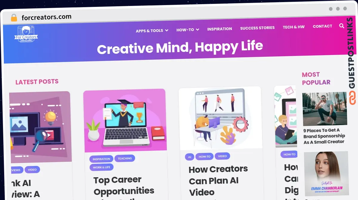 Publish Guest Post on forcreators.com