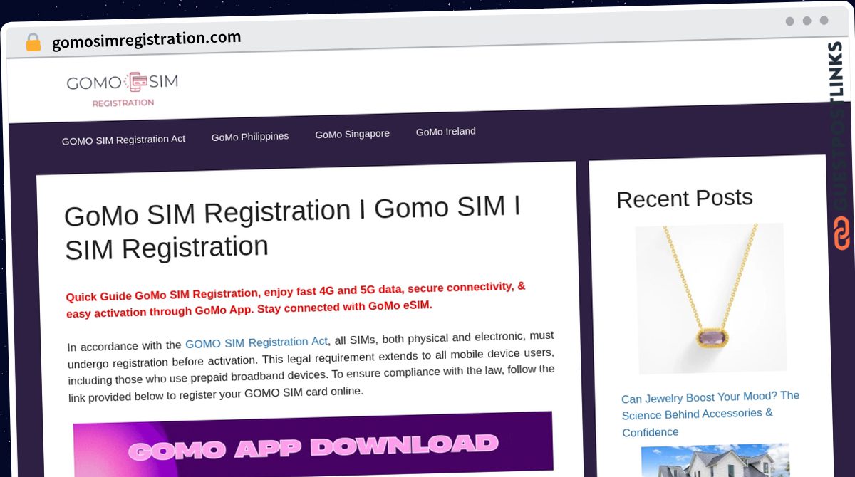 Publish Guest Post on gomosimregistration.com