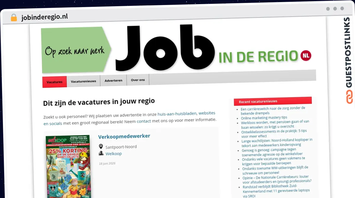 Publish Guest Post on jobinderegio.nl