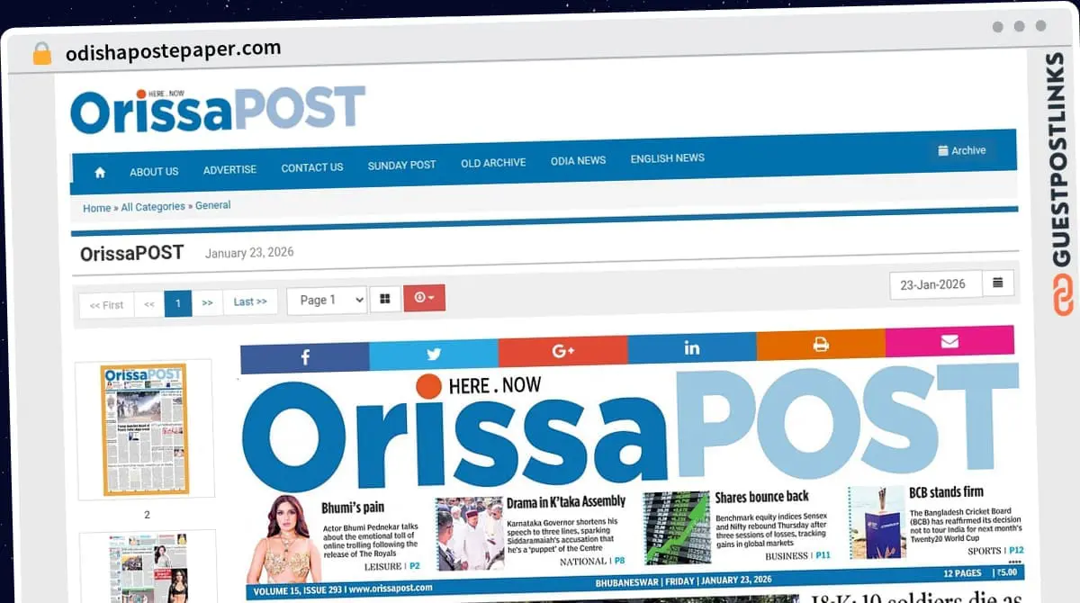Publish Guest Post on odishapostepaper.com