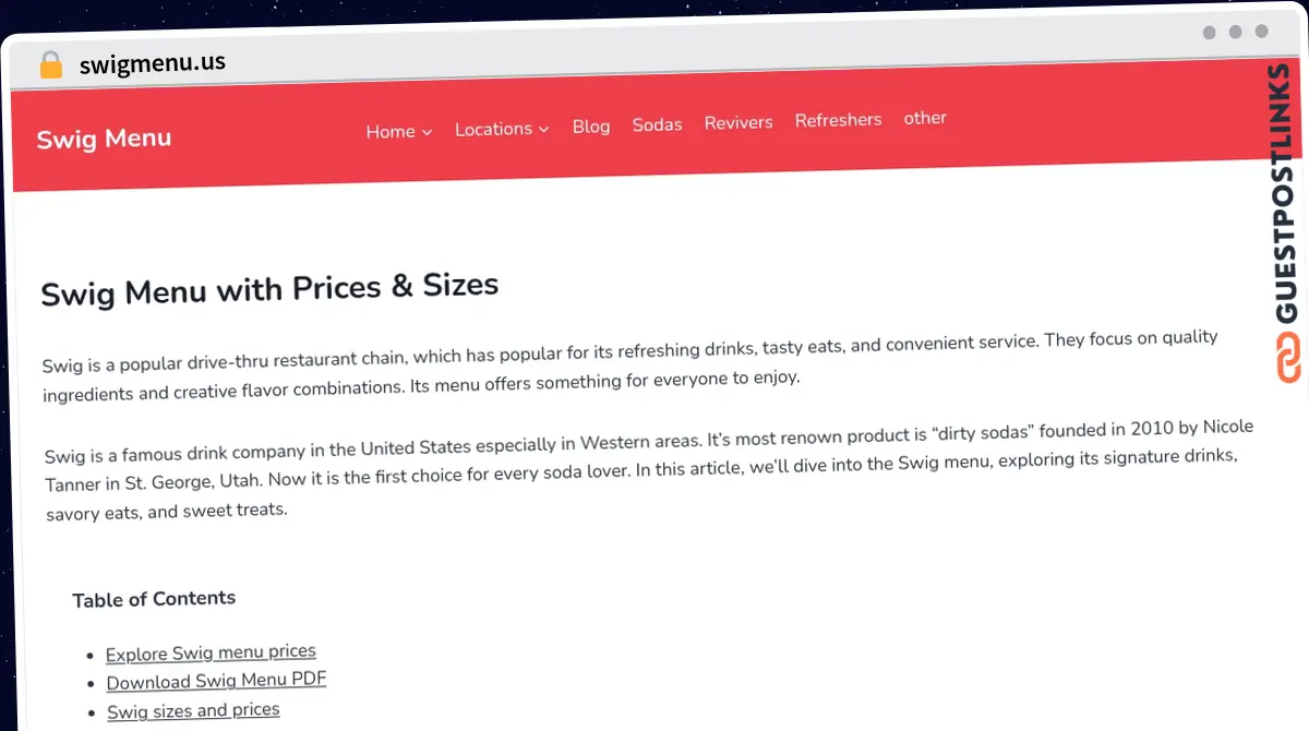 Publish Guest Post on swigmenu.us