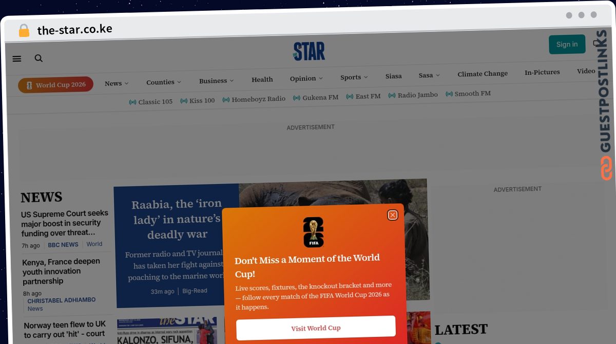Publish Guest Post on the-star.co.ke
