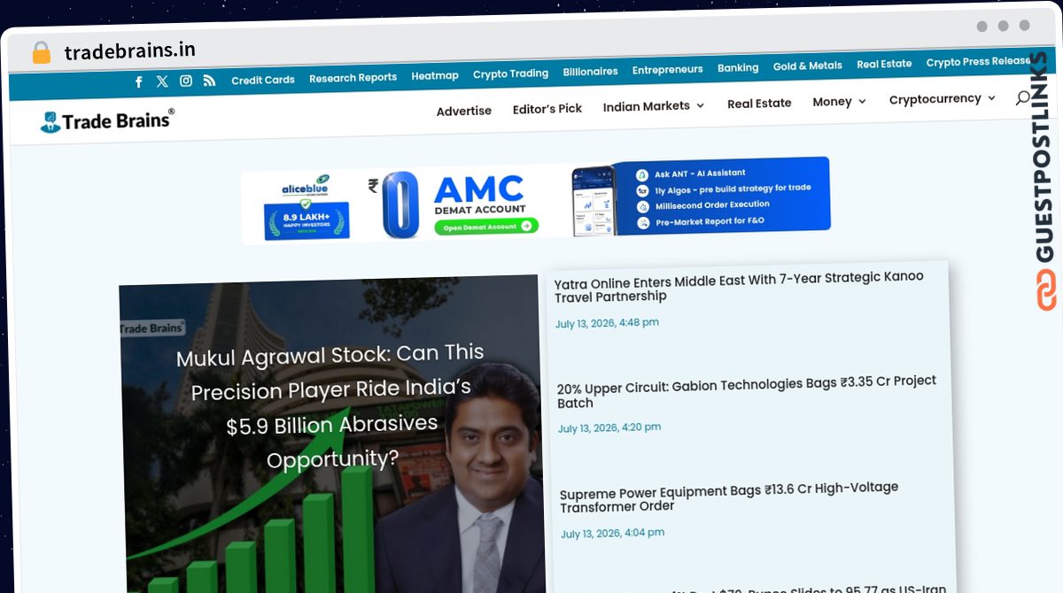 Publish Guest Post on tradebrains.in