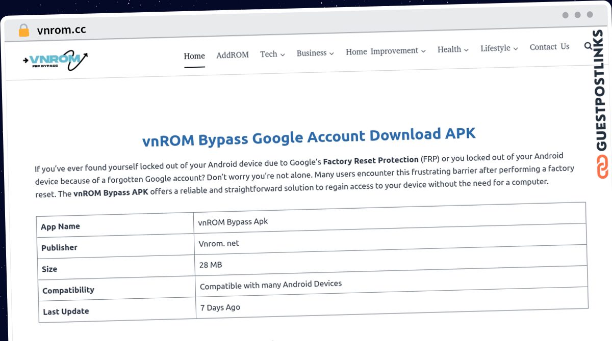 Publish Guest Post on vnrom.cc