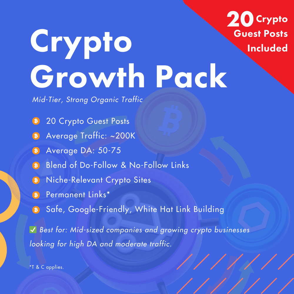 Crypto Growth Pack - Mid-Tier Crypto Guest Posting (20 Posts)