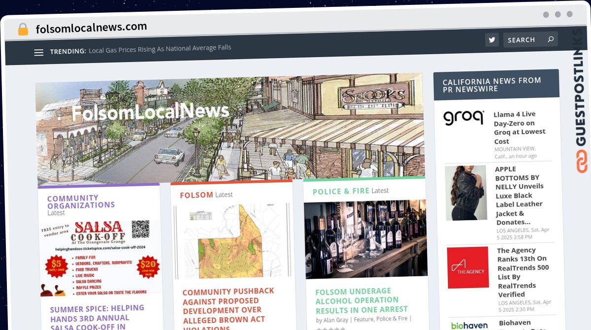Publish Guest Post on folsomlocalnews.com