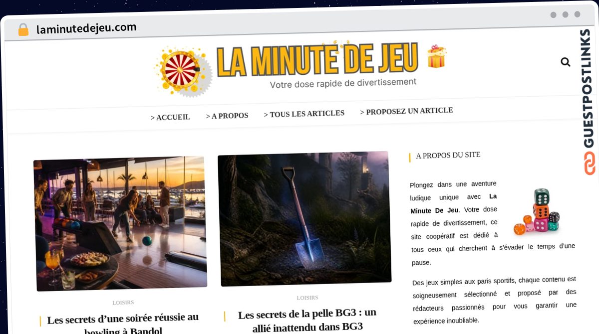 Publish Guest Post on laminutedejeu.com