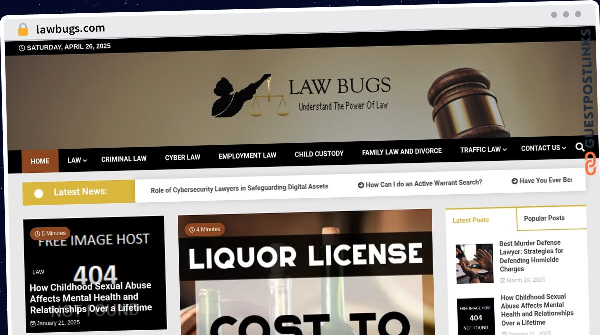 Publish Guest Post on lawbugs.com