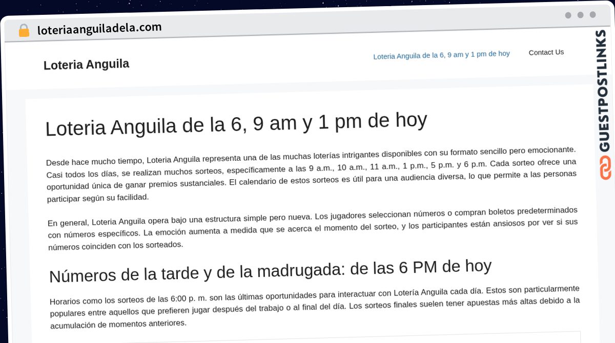 Publish Guest Post on loteriaanguiladela.com