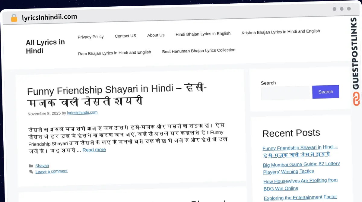 Publish Guest Post on lyricsinhindii.com