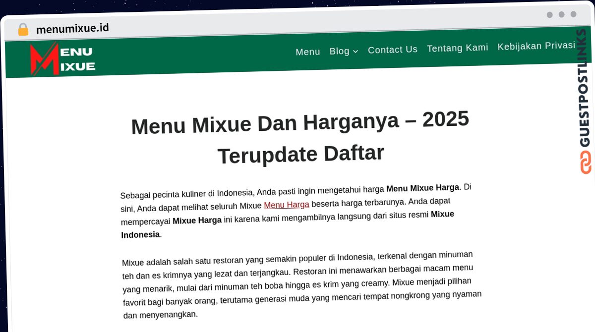 Publish Guest Post on menumixue.id