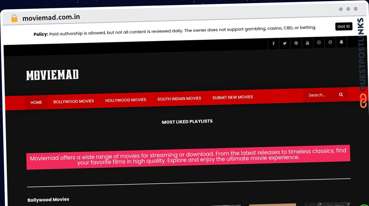 Publish Guest Post on moviemad.com.in