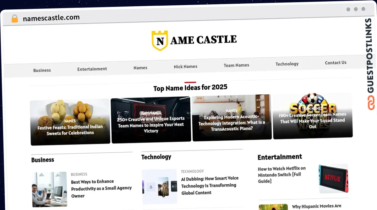 Publish Guest Post on namescastle.com