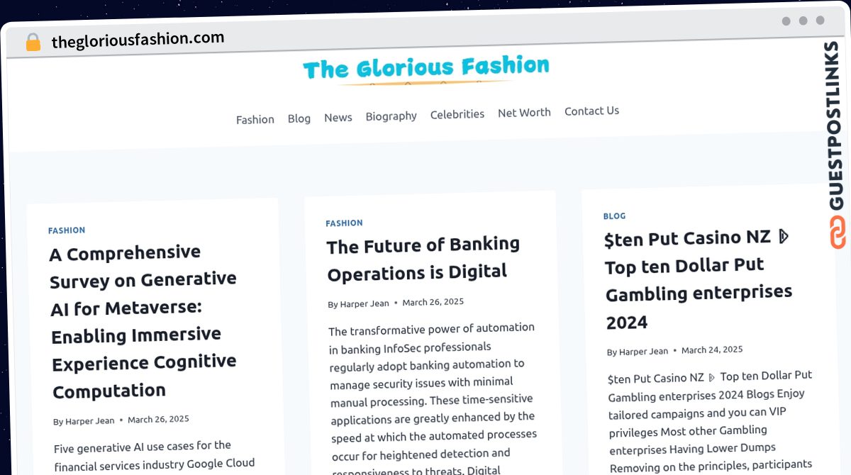 Publish Guest Post on thegloriousfashion.com