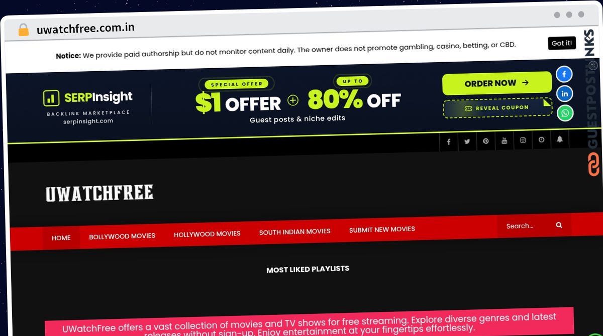 Publish Guest Post on uwatchfree.com.in