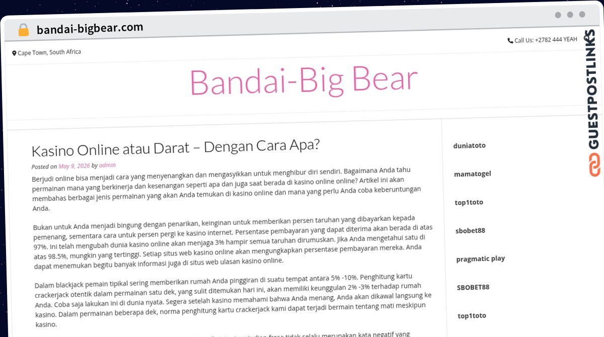 Publish Guest Post on bandai-bigbear.com