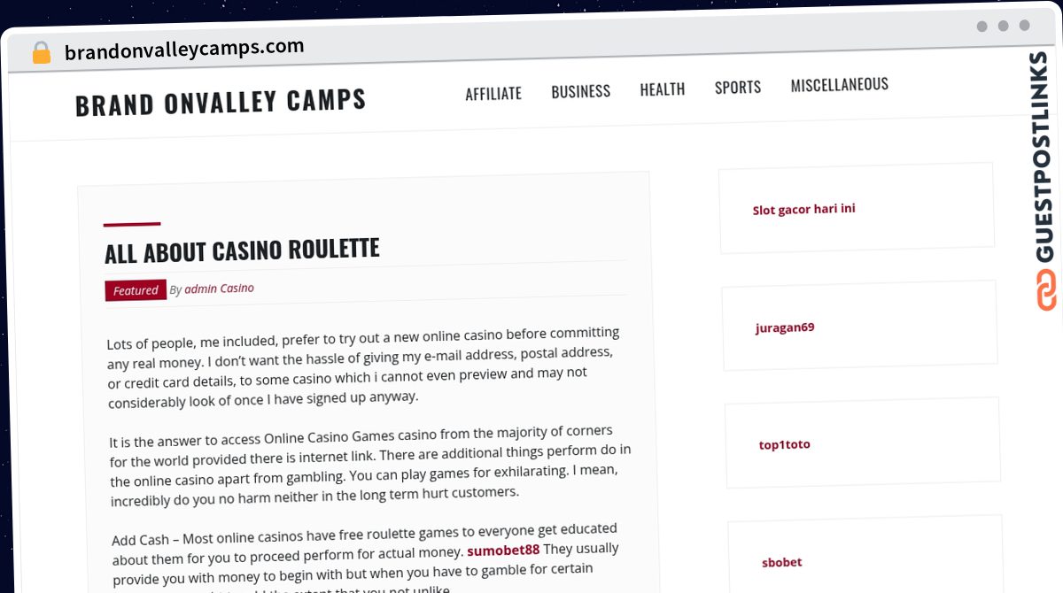 Publish Guest Post on brandonvalleycamps.com