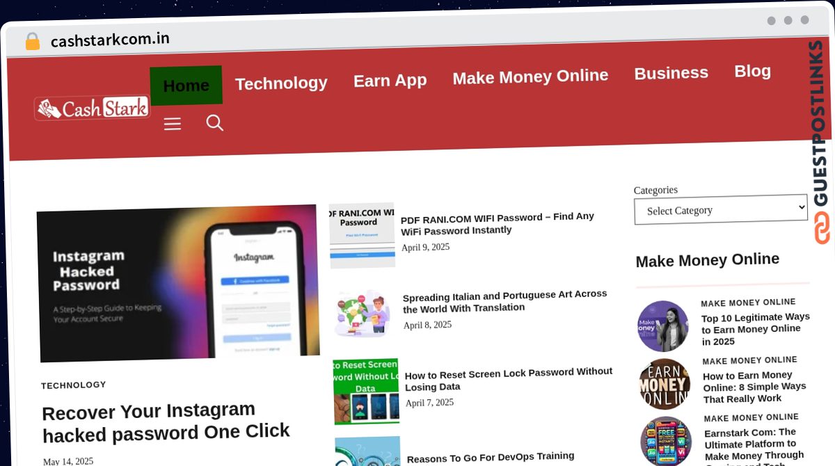 Publish Guest Post on cashstarkcom.in