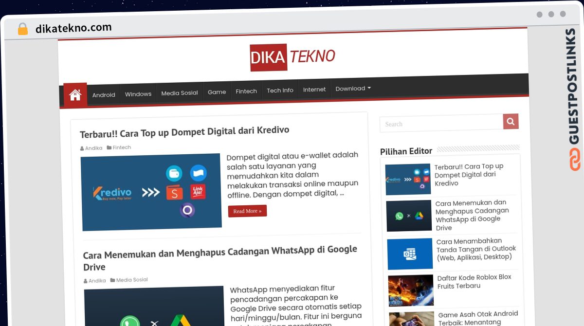 Publish Guest Post on dikatekno.com
