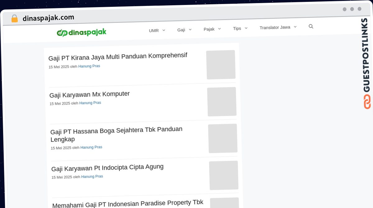 Publish Guest Post on dinaspajak.com