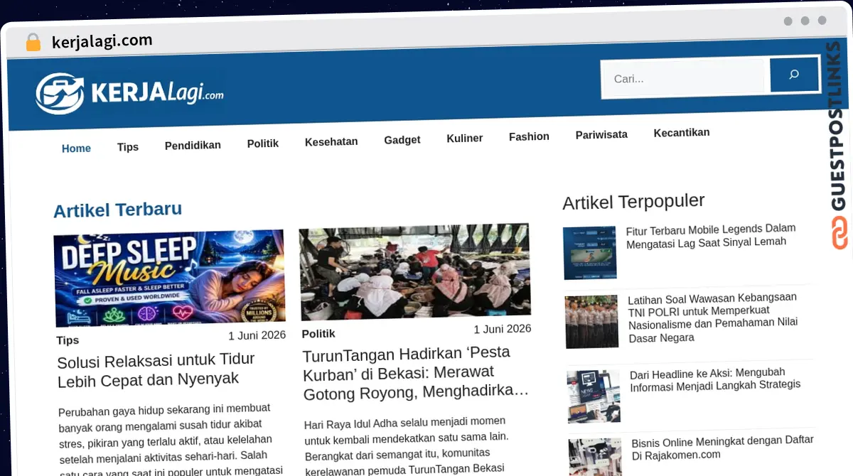 Publish Guest Post on kerjalagi.com