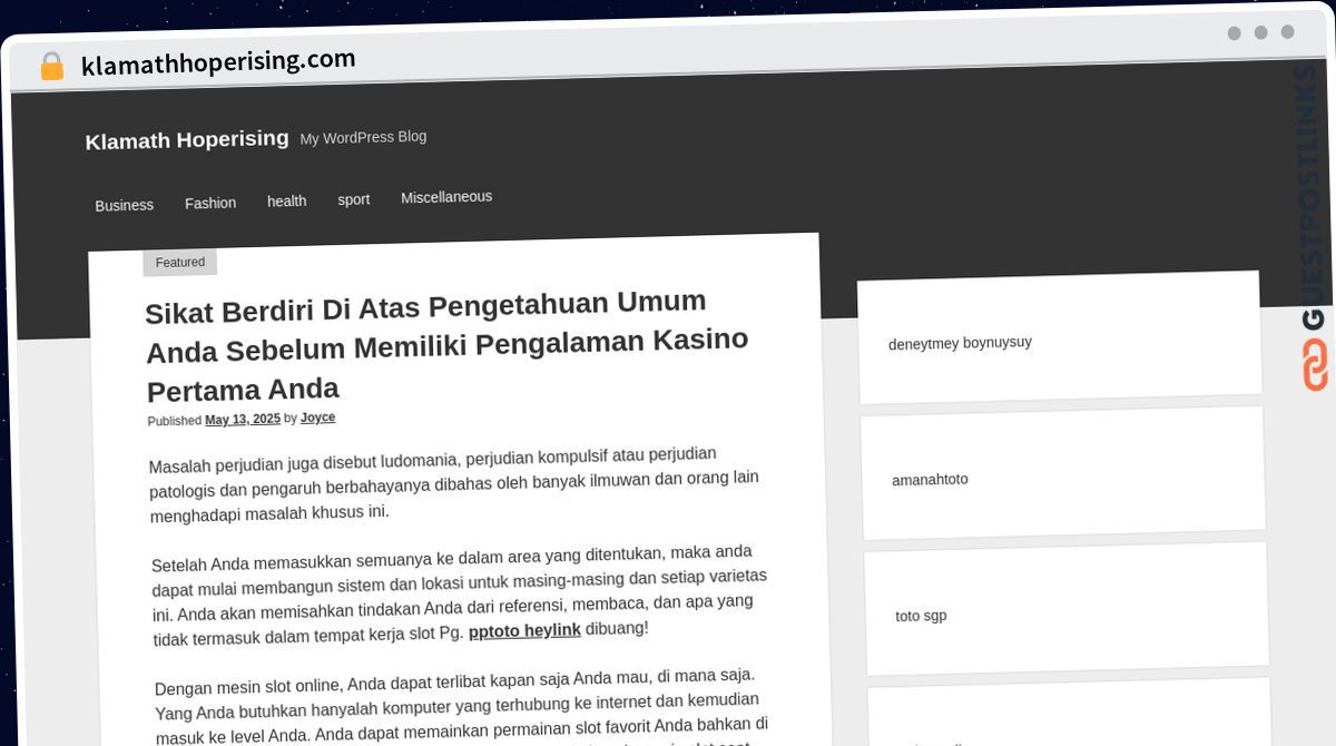 Publish Guest Post on klamathhoperising.com