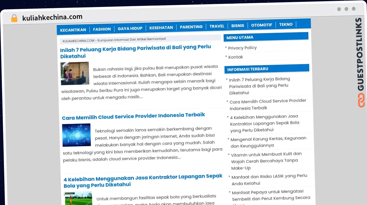 Publish Guest Post on kuliahkechina.com
