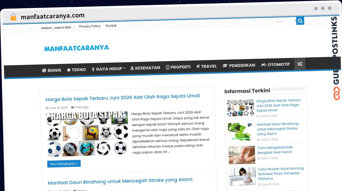 Publish Guest Post on manfaatcaranya.com