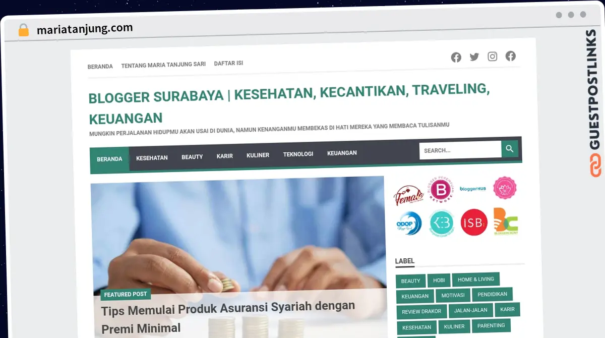 Publish Guest Post on mariatanjung.com