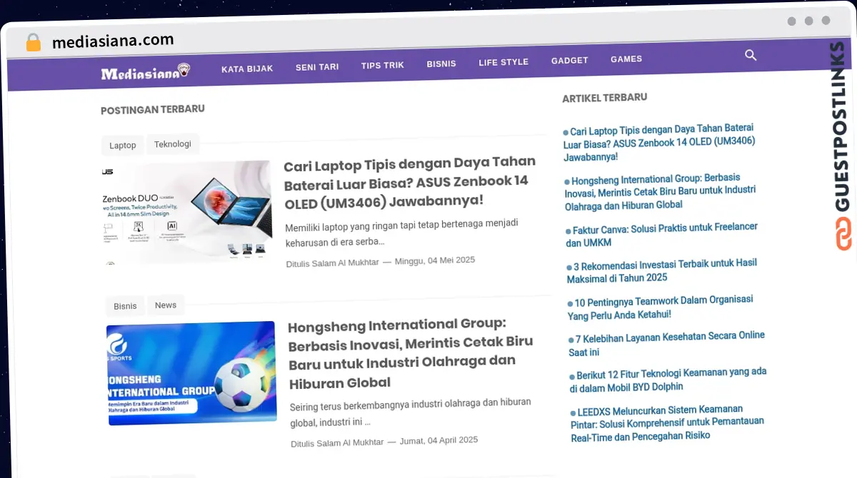 Publish Guest Post on mediasiana.com