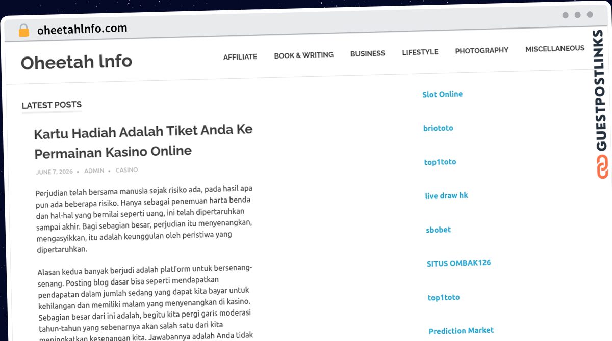 Publish Guest Post on oheetahlnfo.com