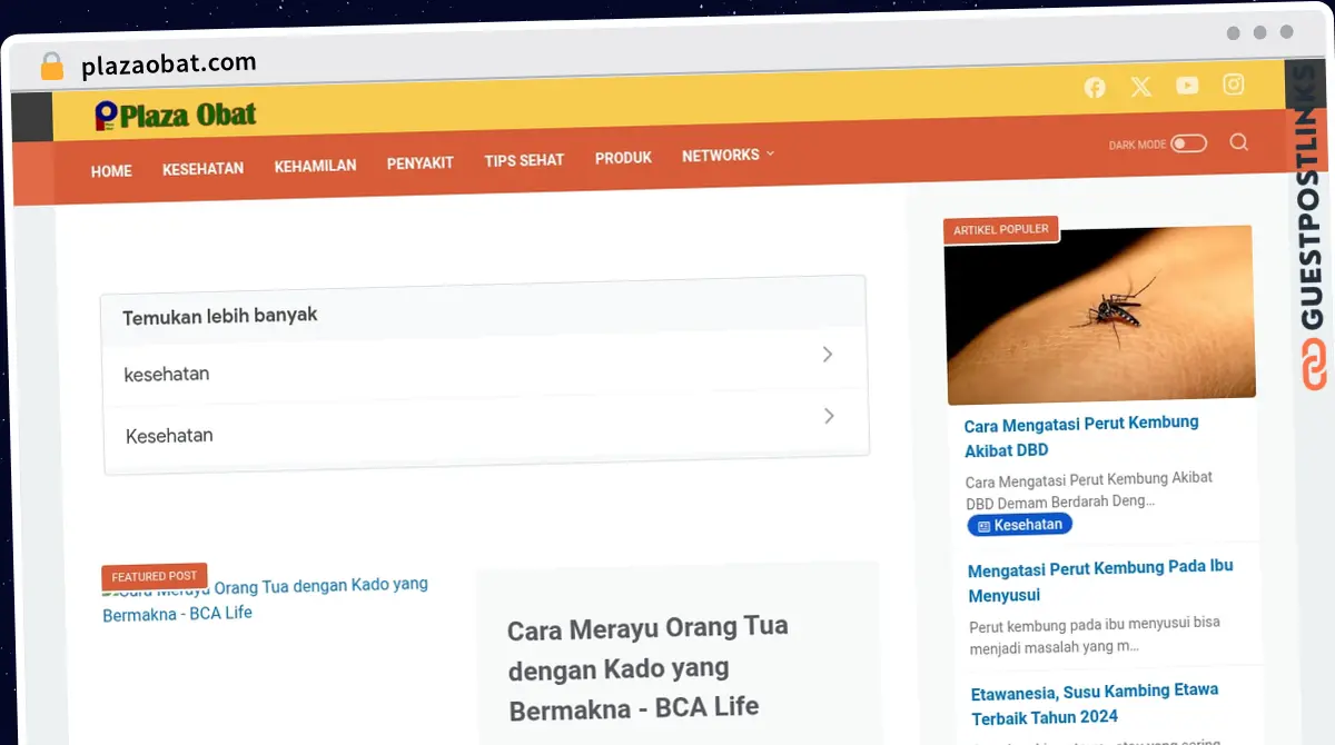 Publish Guest Post on plazaobat.com