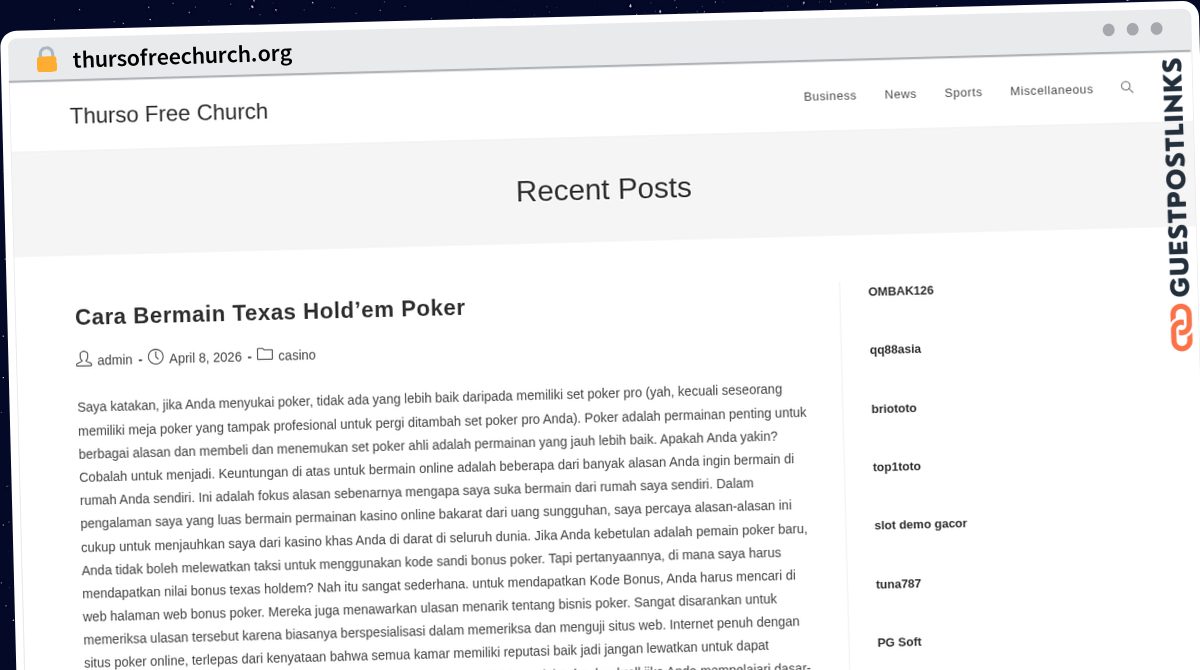 Publish Guest Post on thursofreechurch.org