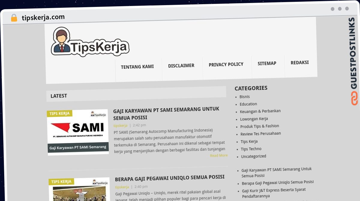 Publish Guest Post on tipskerja.com