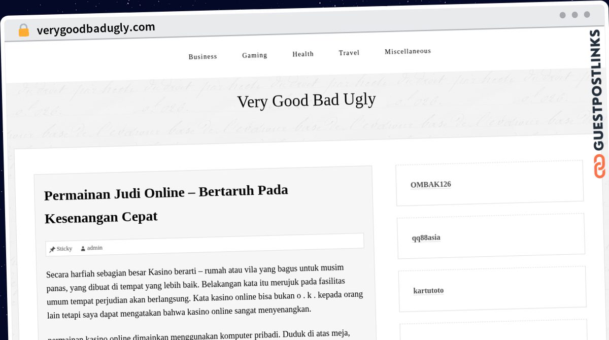 Publish Guest Post on verygoodbadugly.com